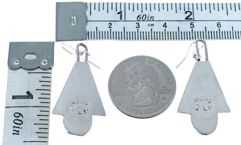 Sterling Silver Turquoise Squash Blossom Hook Dangle Earrings ZX116335