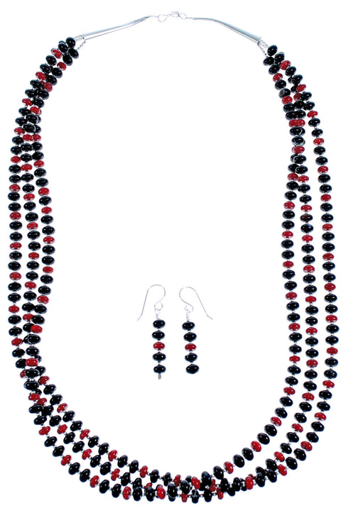 Sterling SilverAmerican Indian Bead Necklace And Earrings Set ZX116290