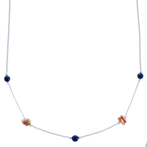 Oyster Shell Lapis Liquid Silver Necklace DX117170