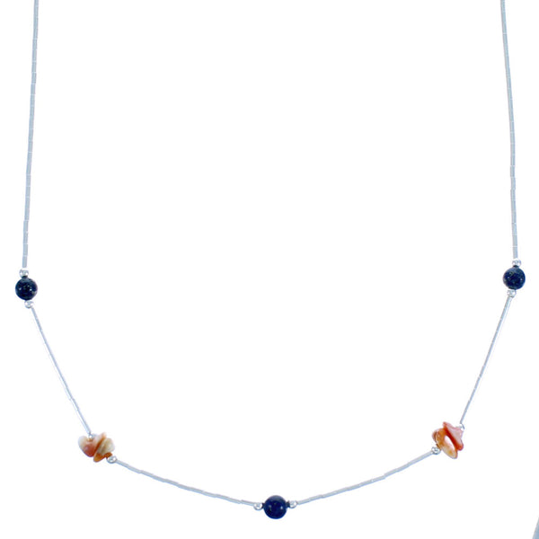 Oyster Shell Lapis Liquid Silver Necklace DX117170