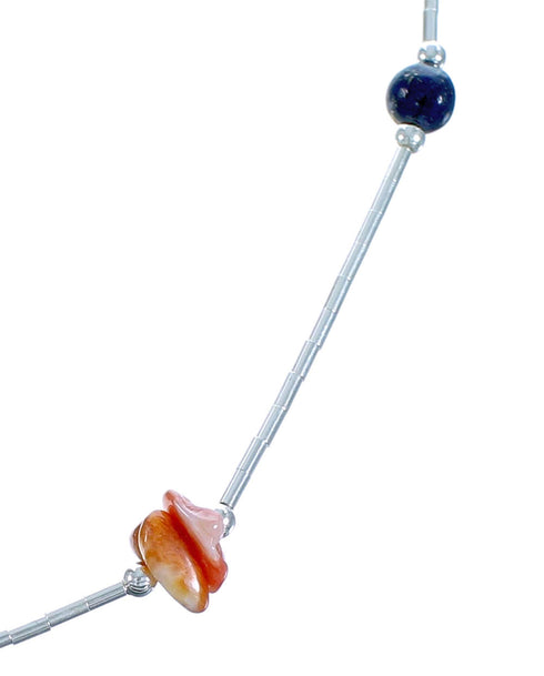 Oyster Shell Lapis Liquid Silver Necklace DX117170