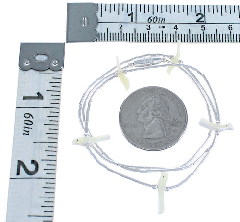 Liquid Silver Mother Of Pearl Bird Bead Necklace DX117173