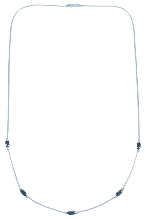 Hematite Liquid Silver Bead Necklace DX117177