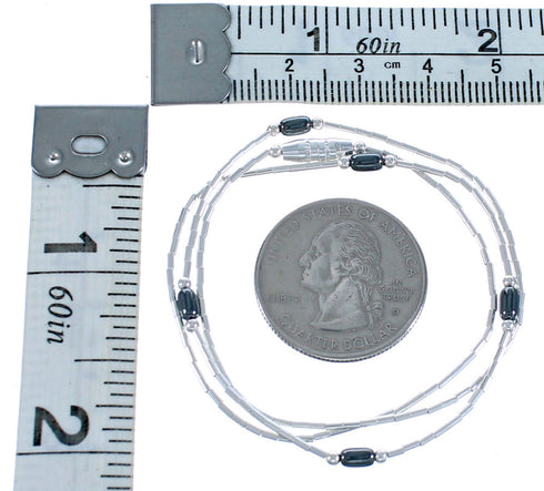 Hematite Liquid Silver Bead Necklace DX117177