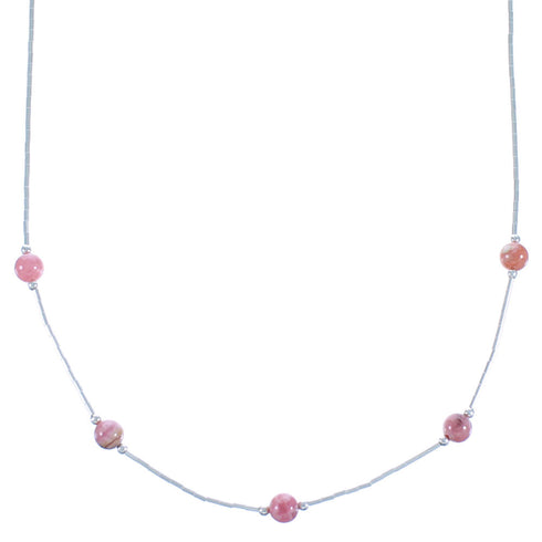 Rhondochrosite Liquid Silver Bead Necklace DX117180