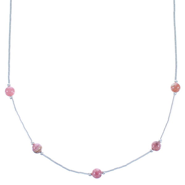 Rhondochrosite Liquid Silver Bead Necklace DX117180
