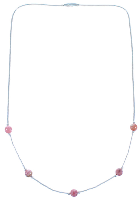 Rhondochrosite Liquid Silver Bead Necklace DX117180