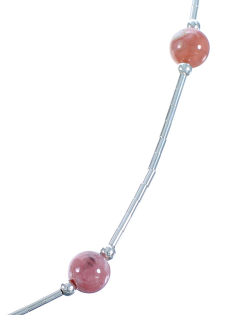 Rhondochrosite Liquid Silver Bead Necklace DX117180