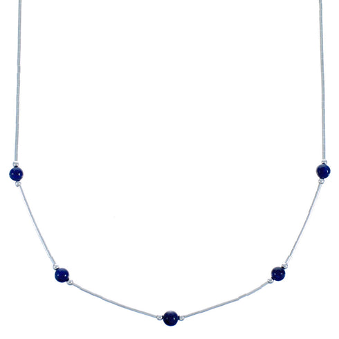 Lapis Liquid Silver Bead Necklace DX117186