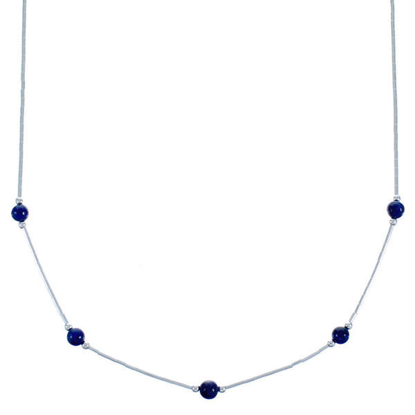 Lapis Liquid Silver Bead Necklace DX117186