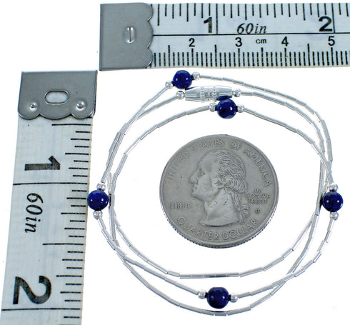 Lapis Liquid Silver Bead Necklace DX117186