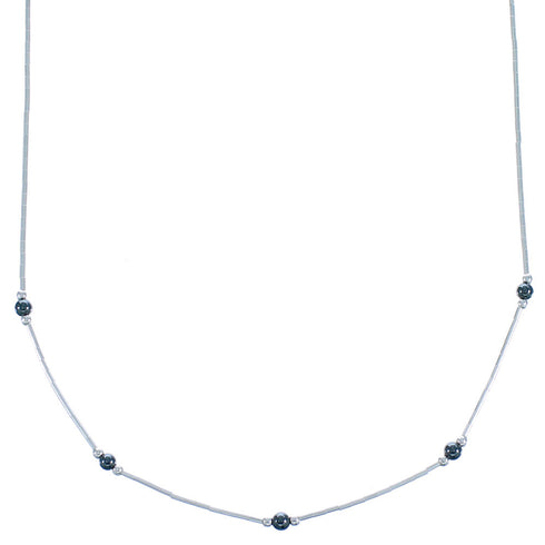 Liquid Sterling Silver Hematite Bead Necklace DX117189
