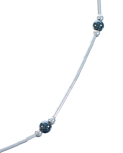 Liquid Sterling Silver Hematite Bead Necklace DX117189