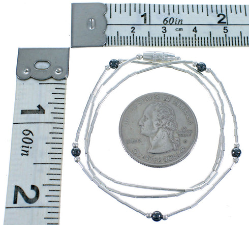 Liquid Sterling Silver Hematite Bead Necklace DX117189