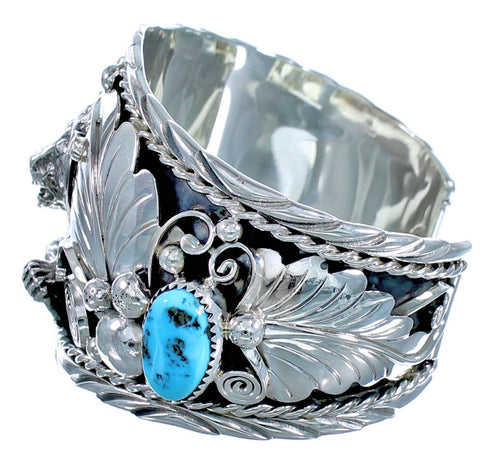 Sterling Silver Turquoise Bear Native American Cuff Bracelet ZX116663