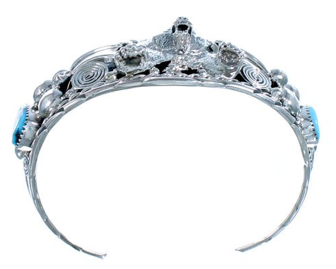 Sterling Silver Turquoise Bear Native American Cuff Bracelet ZX116663