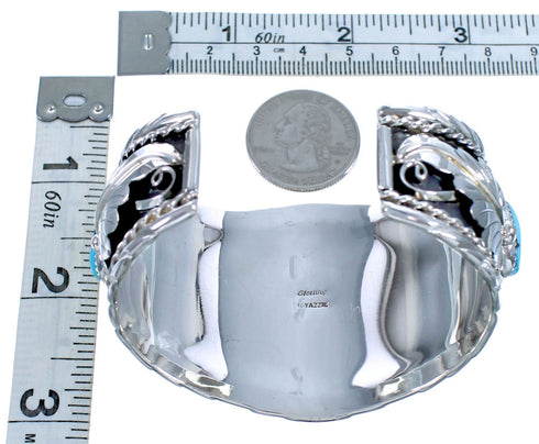 Sterling Silver Turquoise Bear Native American Cuff Bracelet ZX116663