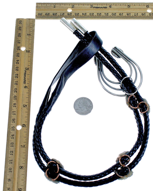 Navajo Sterling Silver And Turquoise Naja Horse Bolo Tie BX116750