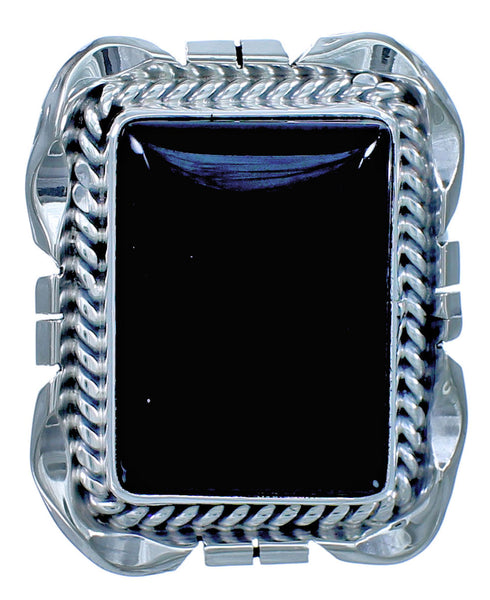 Onyx Sterling Silver Navajo Ring Size 7-1/2 BX117193