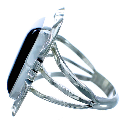 Onyx Sterling Silver Navajo Ring Size 7-1/2 BX117193