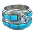 Authentic Sterling Silver Cubic Ziconia Turquoise Zuni Wedding Ring Size 10 JX127072