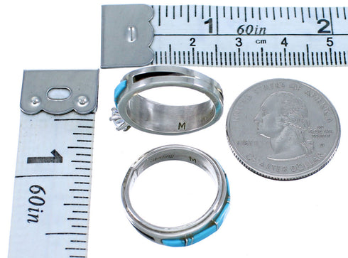 Authentic Sterling Silver Cubic Ziconia Turquoise Zuni Wedding Ring Size 8 JX127070