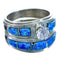 Cubic Ziconia Blue Opal Sterling Silver Zuni Wedding Ring Size 8 JX127067