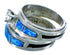 Cubic Ziconia Blue Opal Sterling Silver Zuni Wedding Ring Size 8 JX127067