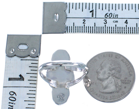 Onyx Sterling Silver Navajo Scalloped Leaf Ring Size 7-1/2 RX117543