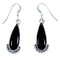 Navajo Onyx Sterling Silver Tear Drop Hook Dangle Earrings DX117257
