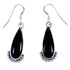 Navajo Onyx Sterling Silver Tear Drop Hook Dangle Earrings DX117257