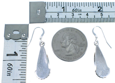 Navajo Onyx Sterling Silver Tear Drop Hook Dangle Earrings DX117257