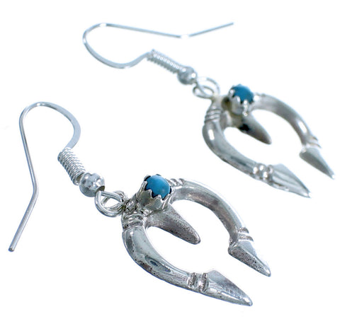 Navajo Sterling Silver Turquoise Naja Hook Earrings DX117277