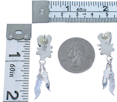 Coral Sterling Silver Feather Eagle Native American Post Dangle Earrings DX117440
