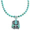 Navajo Turquoise Sterling Silver Bead Necklace And Pendant Set DX117557