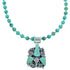 Navajo Turquoise Sterling Silver Bead Necklace And Pendant Set DX117557