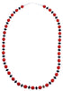 Southwest Coral and Onyx Sterling Silver Bead Necklace DX117345