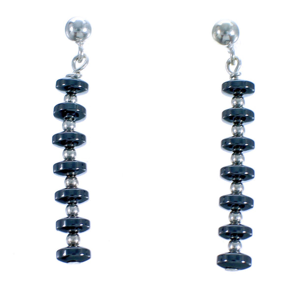 Sterling Silver Hematite Bead Post Dangle Earrings DX117357