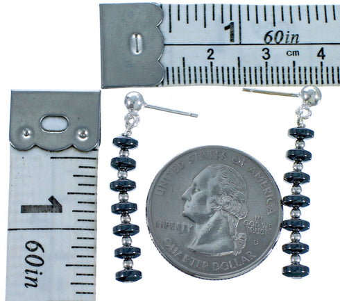 Sterling Silver Hematite Bead Post Dangle Earrings DX117357