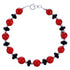 Southwestern Coral And Onyx Sterling Silver Bead Bracelet DX117399
