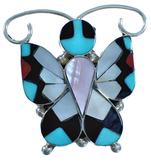 Genuine Sterling Silver Zuni Butterfly Multicolor Ring Size 6, 7, 8 CS117658