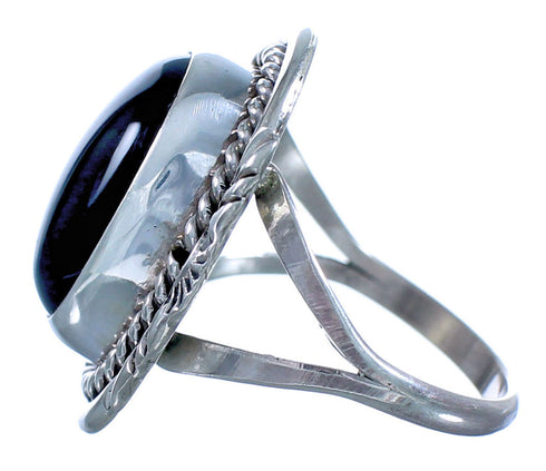 Genuine Sterling Silver Native American Onyx Ring Size 8 CS117661