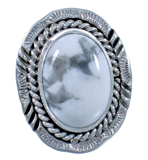 Native American Sterling Silver Howlite Ring Size 8 CS117676