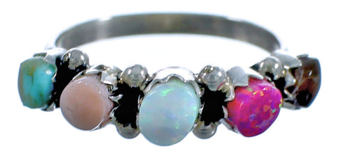 American Indian Multicolor Sterling Silver Zuni Indian Ring Size 5-1/4 CS117740