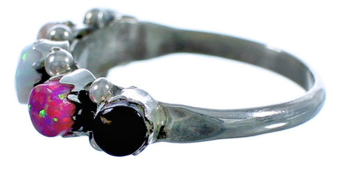 American Indian Multicolor Sterling Silver Zuni Indian Ring Size 5-1/4 CS117740