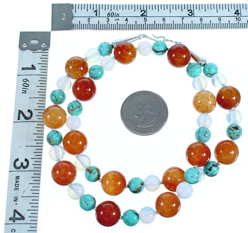 Southwest Authentic Sterling Silver Multicolor Bead Necklace CS117805