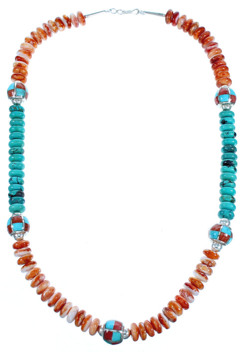 Authentic Sterling Silver Multicolor Southwestern Bead Necklace CS117833