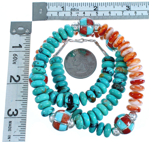 Genuine Sterling Silver Multicolor Southwestern Bead Necklace CS117856