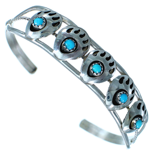Turquoise Sterling Silver Bear Paw American Indian Bracelet VK117362