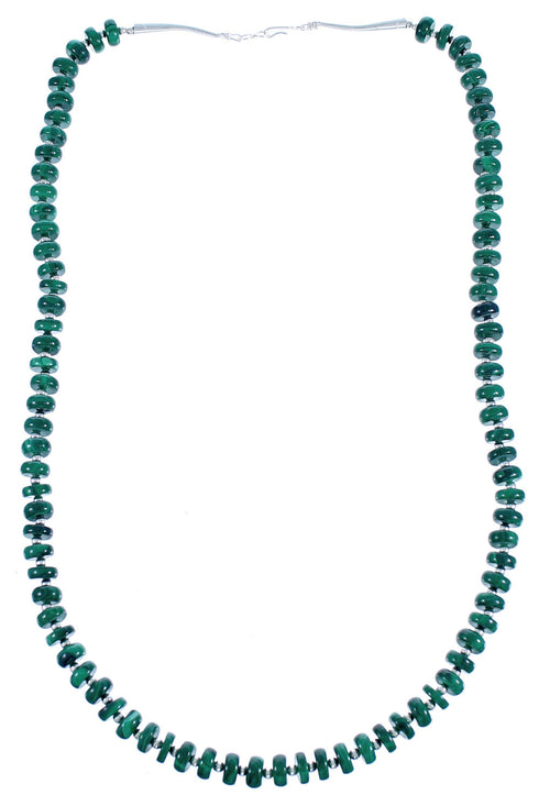 Genuine Sterling Silver Malachite Southwest Bead Necklace DX117647
